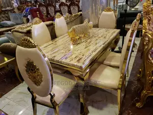 Gold Dining Table 6 Chairs