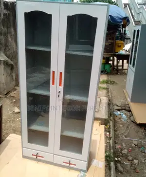 Full Height Glass Door Bookshelf/Cabinet