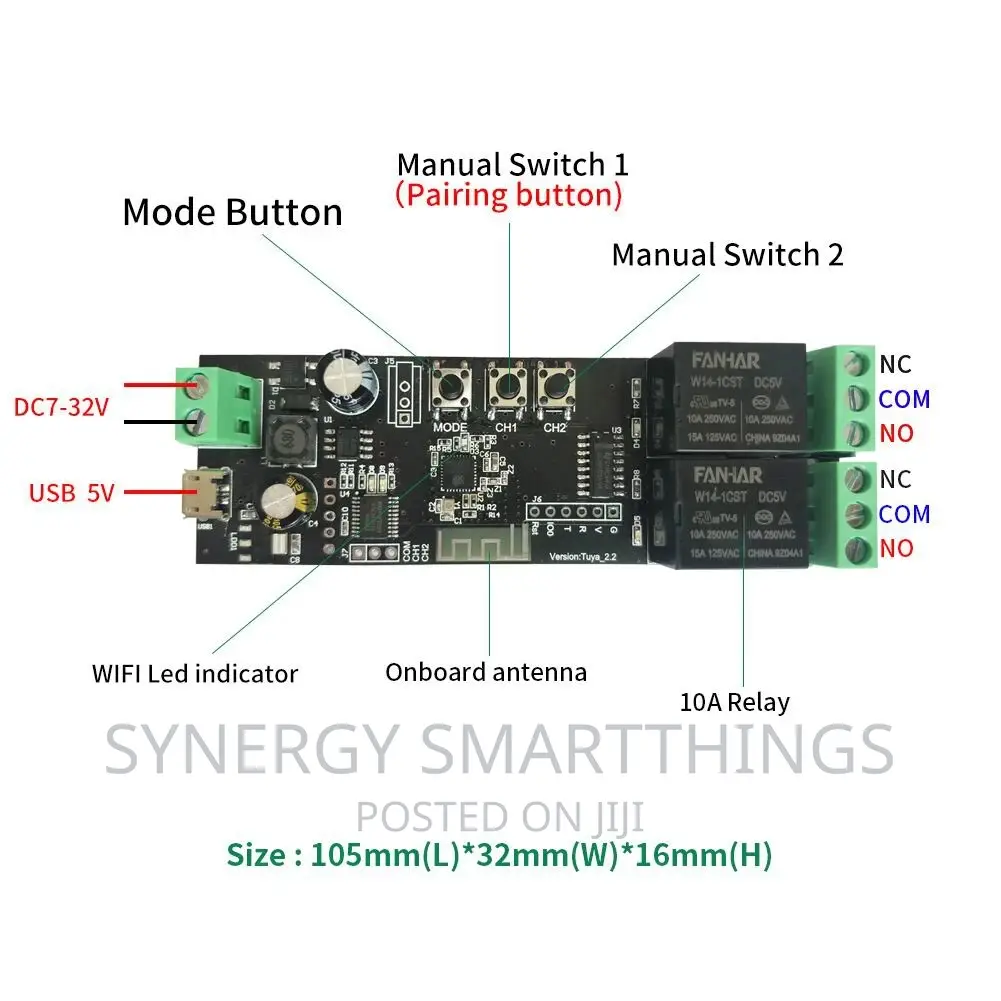 Smart Remote Control 2ch Relay Switch Module for Smart Gate