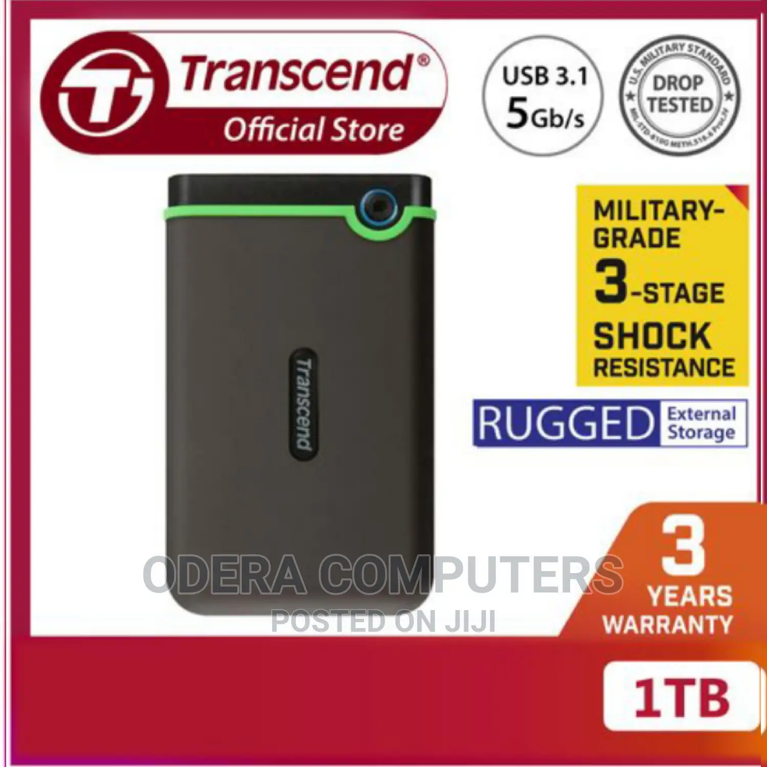 Transcend 1TB Storejet 25M3S USB 3.1 Gen External Hard Drive