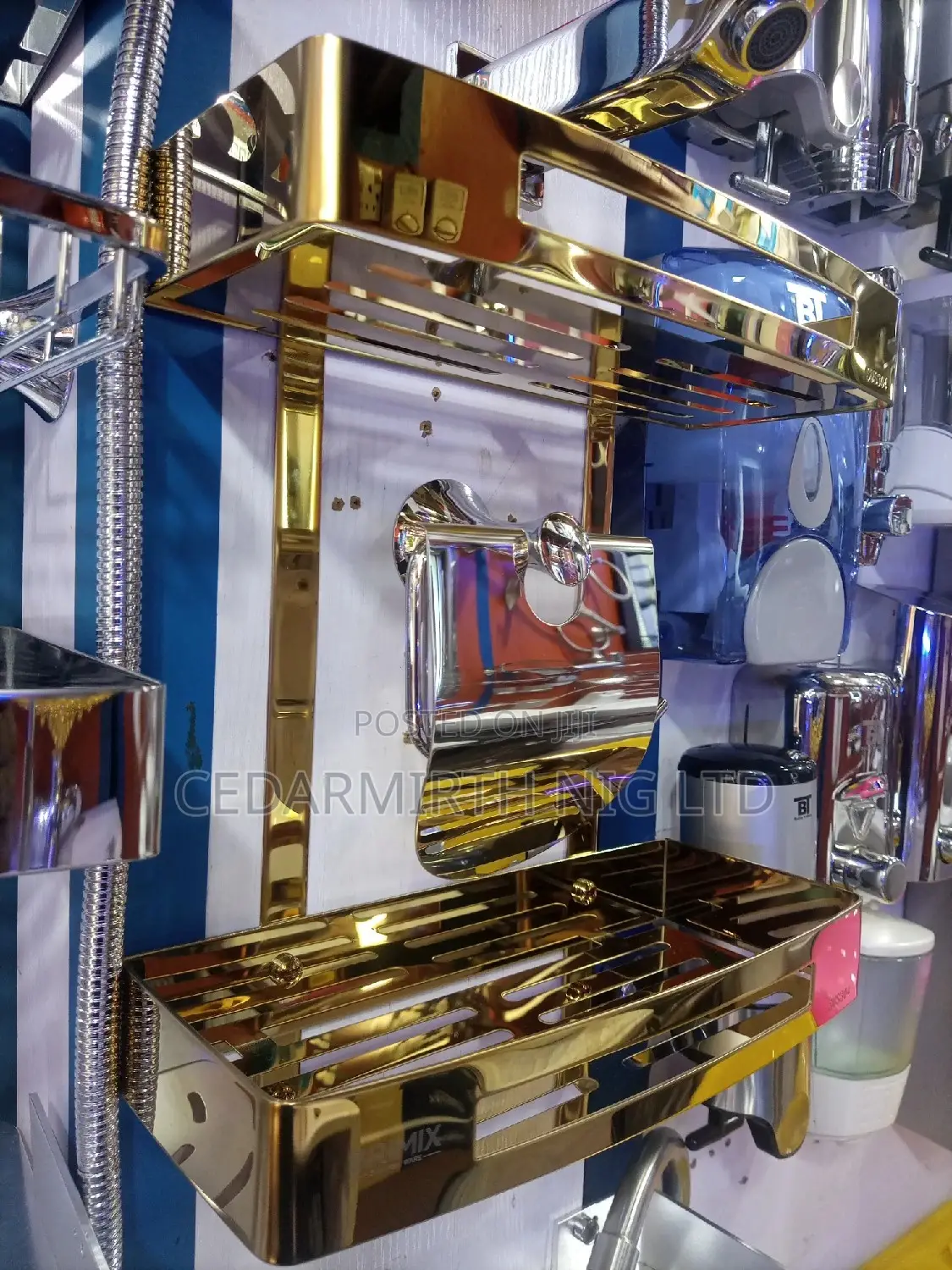 Square Edge Gold Bathroom Shelf