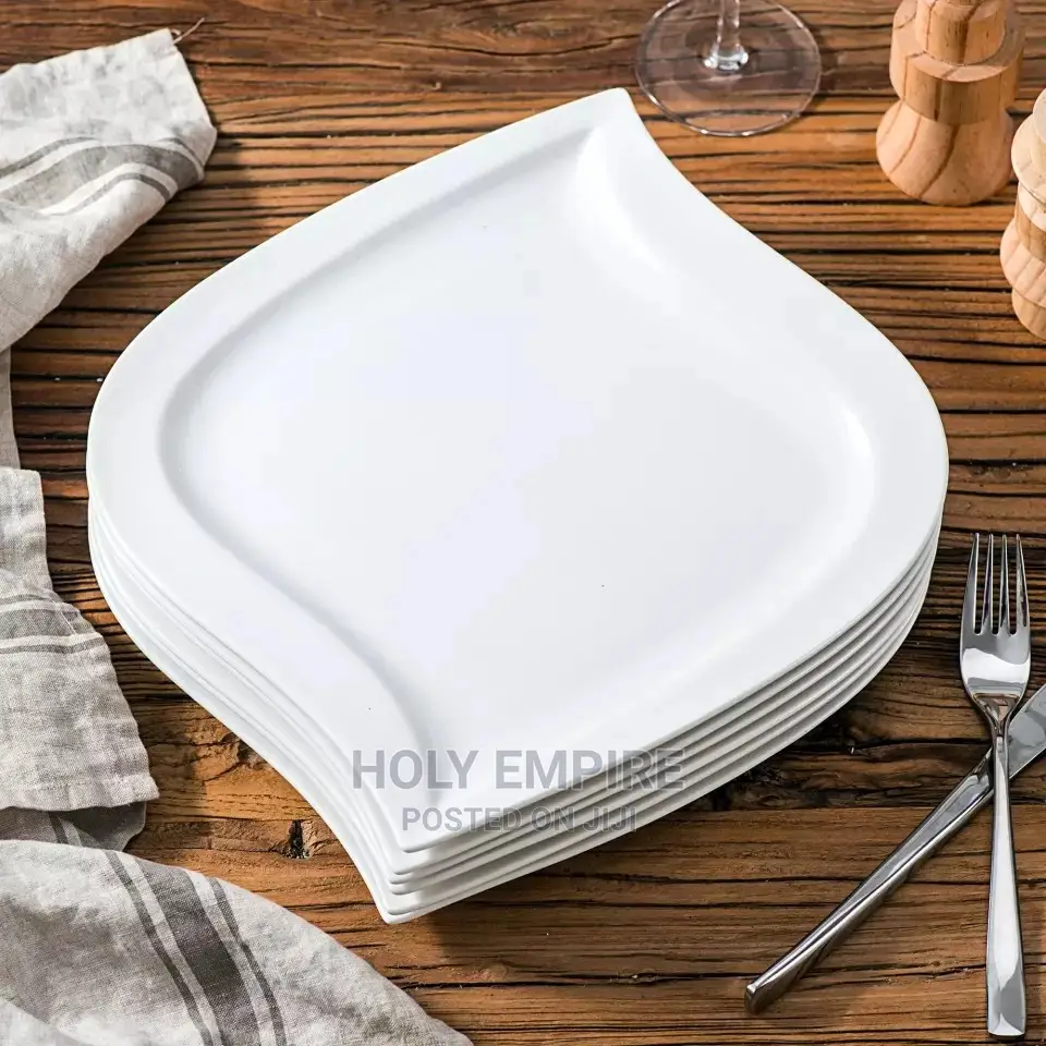6 PCS Ceramic Cream White Dinner Plates