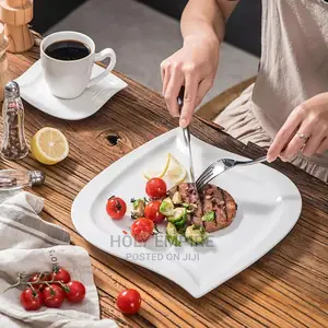 6 PCS Ceramic Cream White Dinner Plates