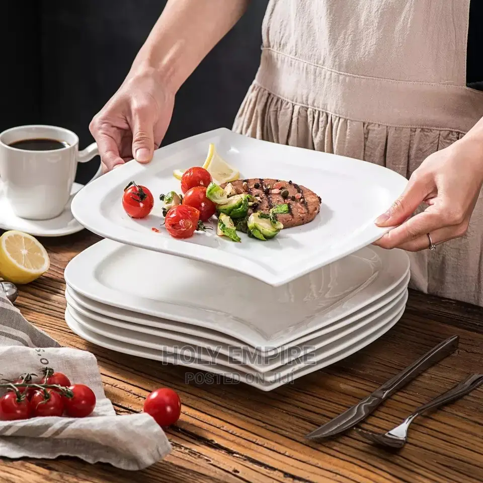 6 PCS Ceramic Cream White Dinner Plates