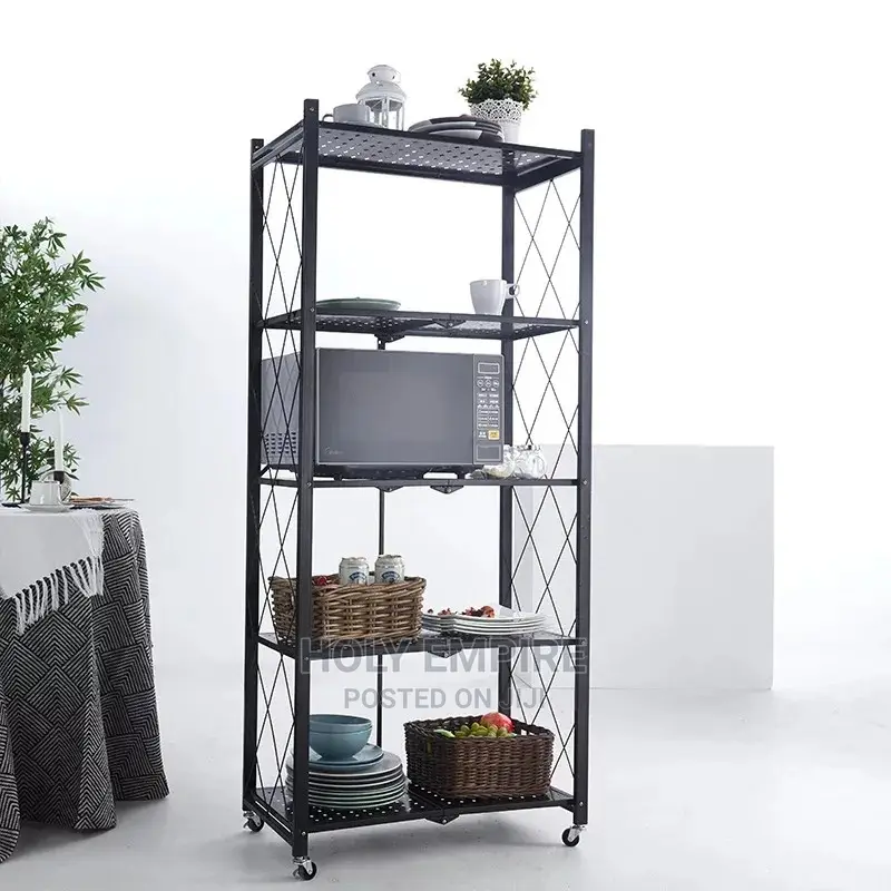 Foldable 5 Layer Storage Rack Kitchen Shelf
