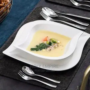 12-Piece White Dinner Set With Saucers Dessert Soup Dinner