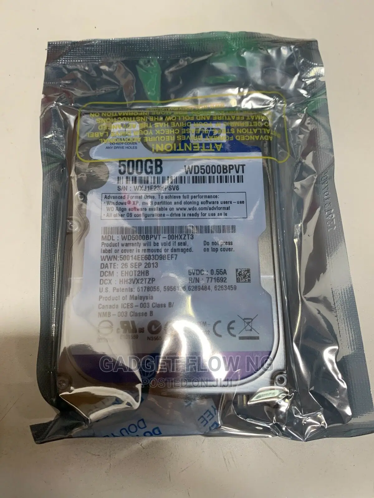 Western Digital Blue WD5000LPVX 500 GB 2.5" SATA III Laptop