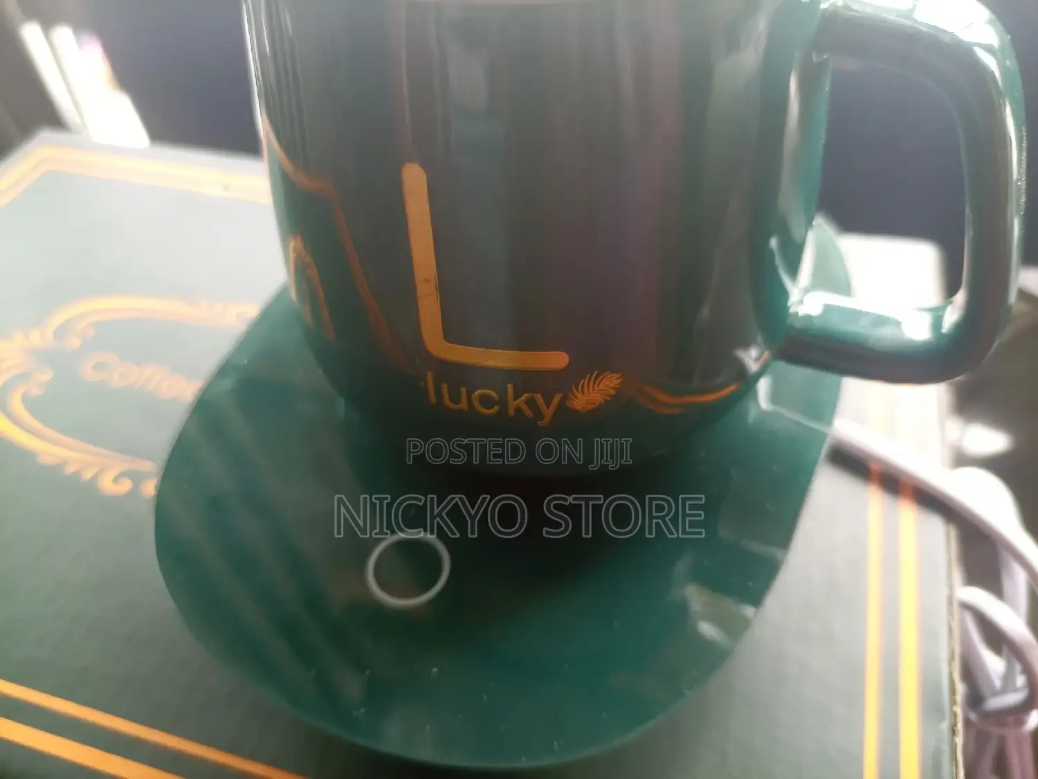 Lucky Ceramic Coffee Cup With Automatic Heating Pad