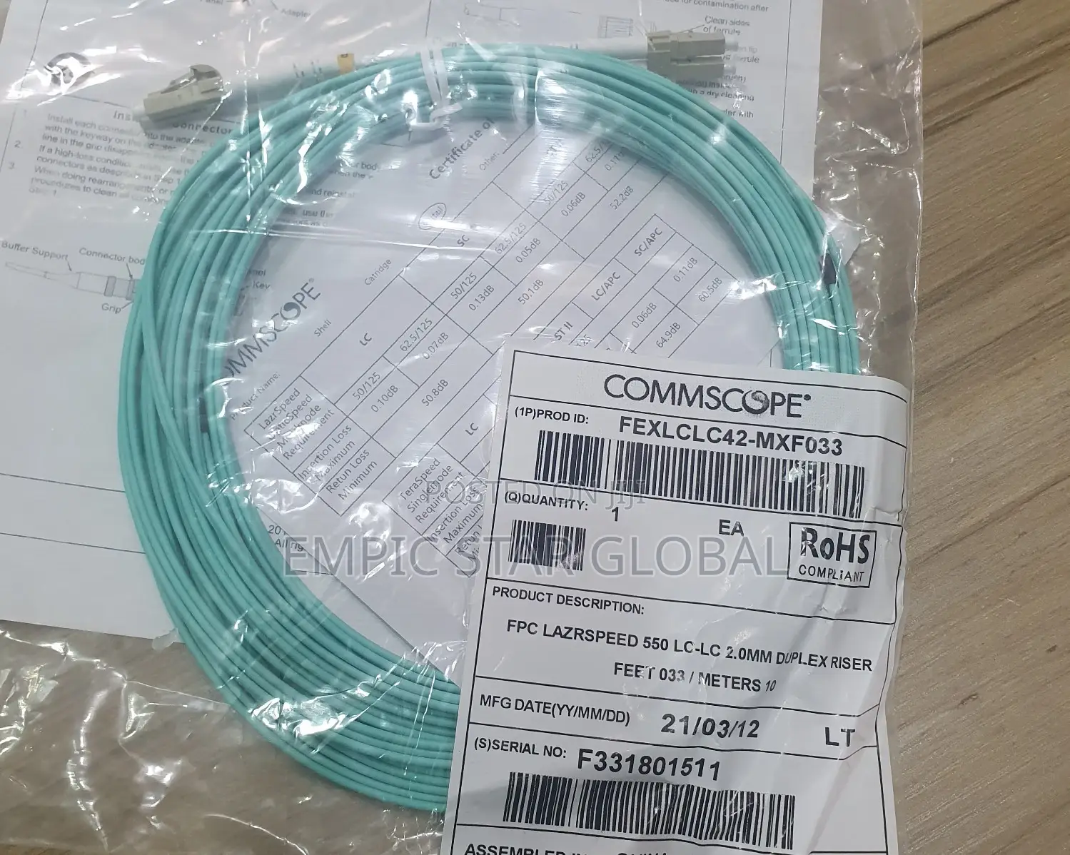 Commscope Fiber Patch Cord 0M4 Lc-Lc 10m Mm Duplex