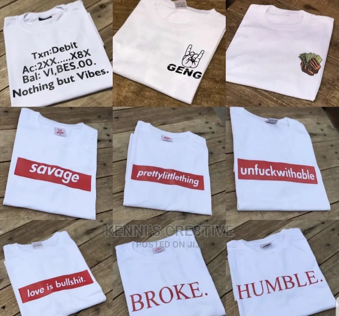 Plain 5,000/ Customized T-Shirt 10,000