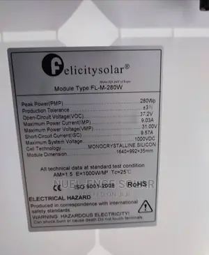 280w Panel Monocrystalline