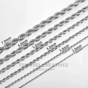 Photo - 2mm-7mm Rope Chain Necklace Stainless Steel Never Fade