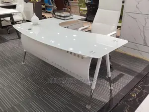Glass Top Executive Table With Metal Leg
