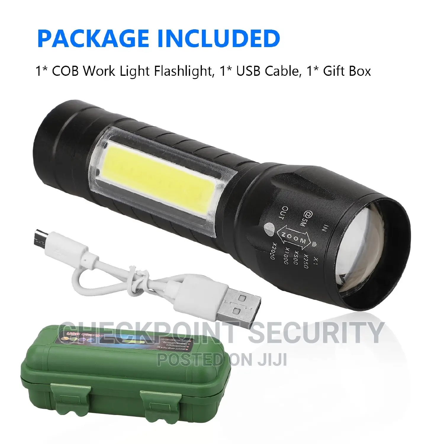 Mini Tactical Zoomable USB Rechargeable Flashlight
