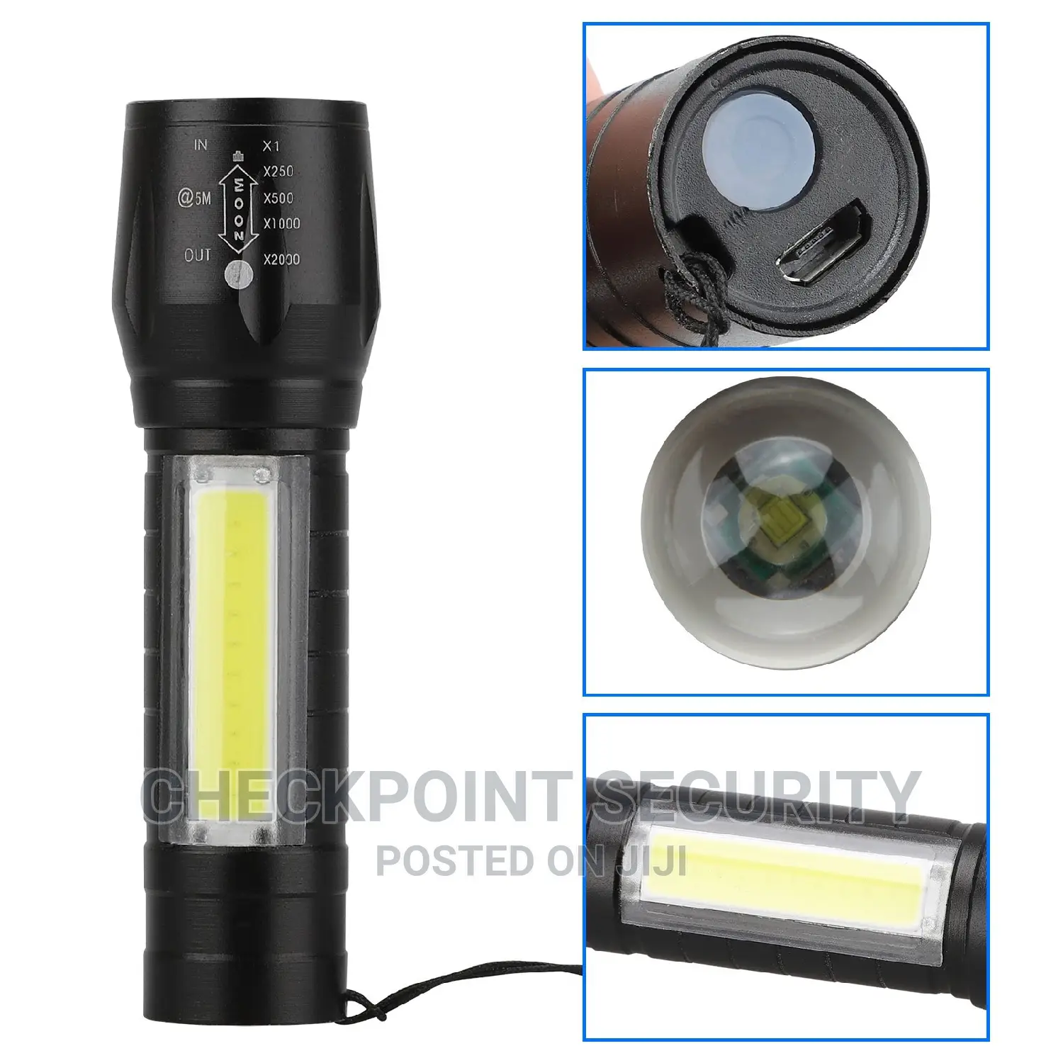 Mini Tactical Zoomable USB Rechargeable Flashlight
