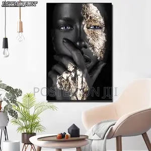 African Art Black and Gold Woman