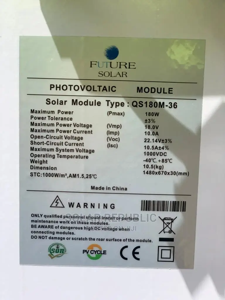 180W Future Mono Solar Panel