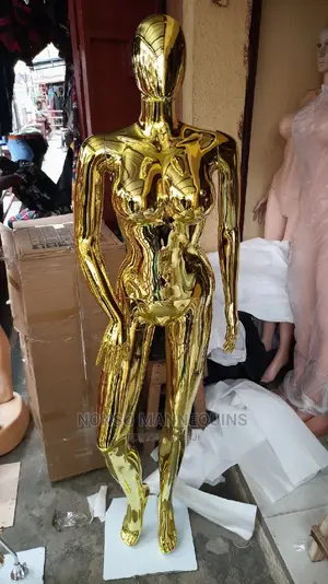 Busty Size 12 Body Gold Chrome Female Egg Head Mannequins