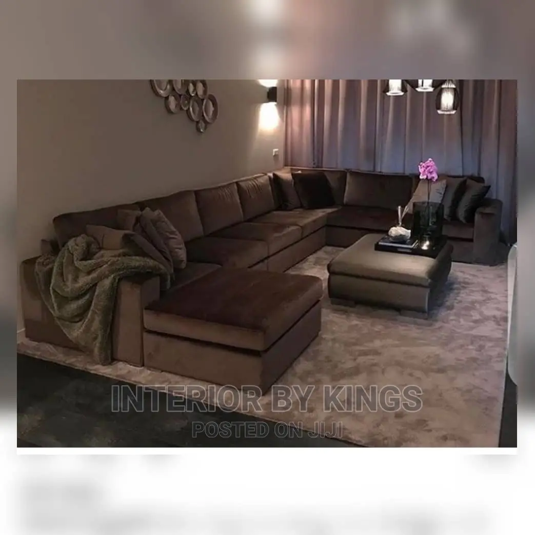 U-Shaped Fabric Sofa With an Ottoman.For Bigger Space