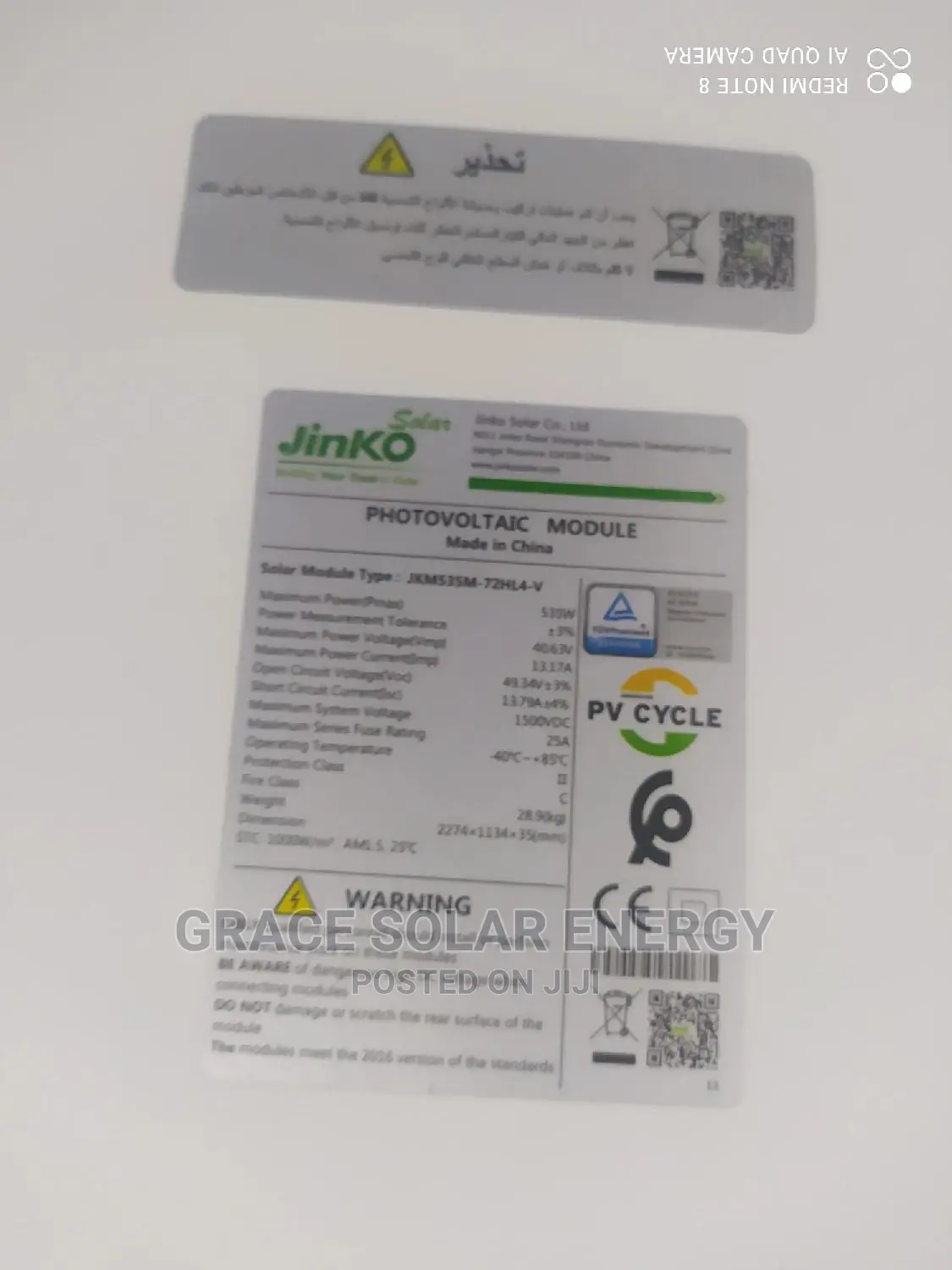 Quality Jinko 535watts Solar Panels. 