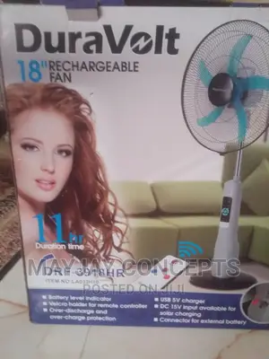 18inches Duravolt Solar Rechargeable Fan+Solar Panel