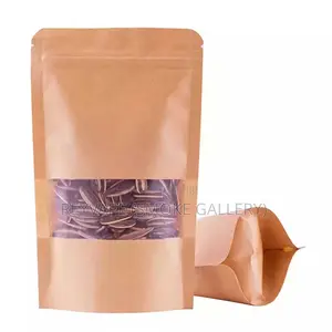 50pcs Kraft Bags With Window Stand Up Ziplock Seal Paper Res