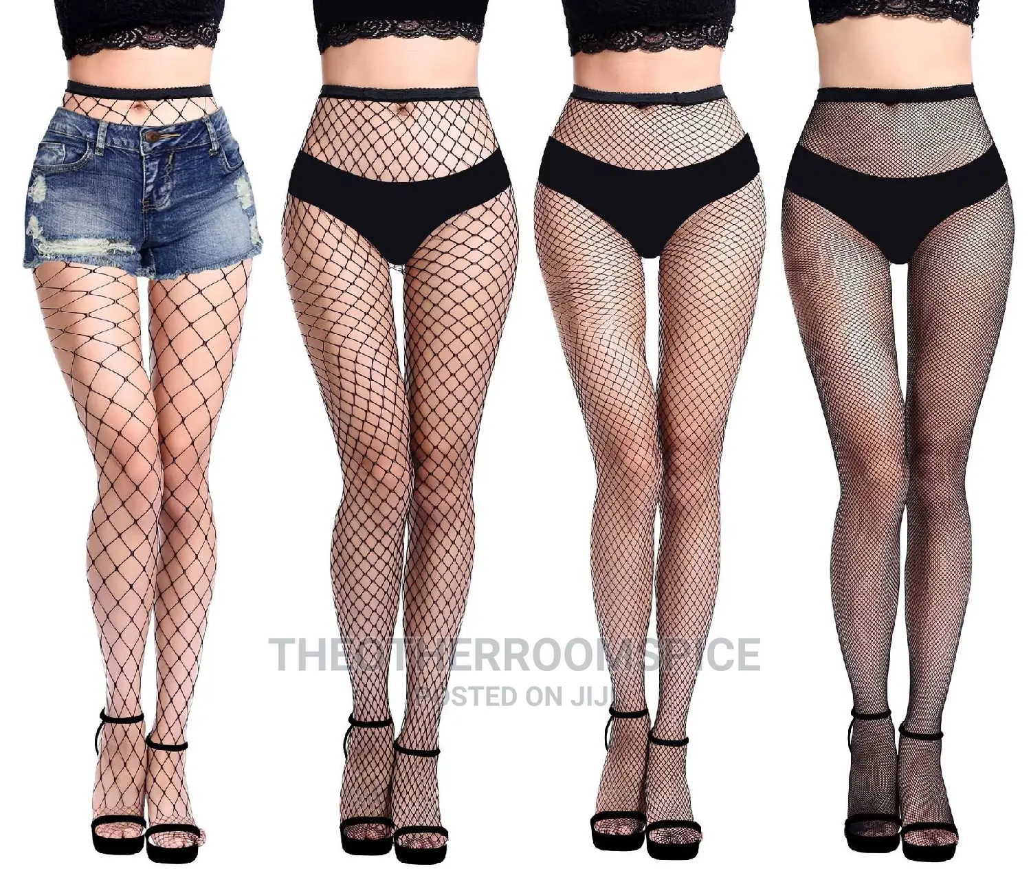 High Waist Thigh High Fishnet Mesh Socks