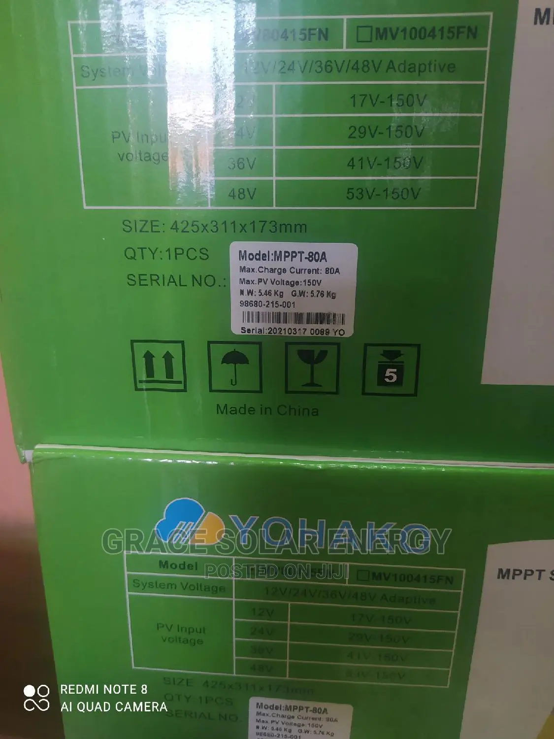 Yohako Controller Mppt 80A 48v 150vdc