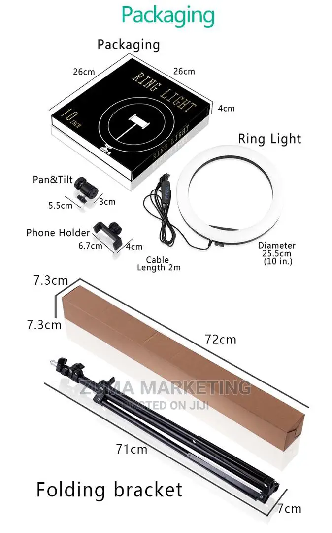 10'' LED Ring Light With Remote Control and Tripod Stand