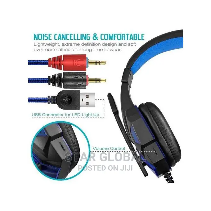 Stereo Sound Headsets With Mic LED Light for Computer PC PS4
