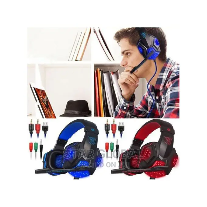 Stereo Sound Headsets With Mic LED Light for Computer PC PS4