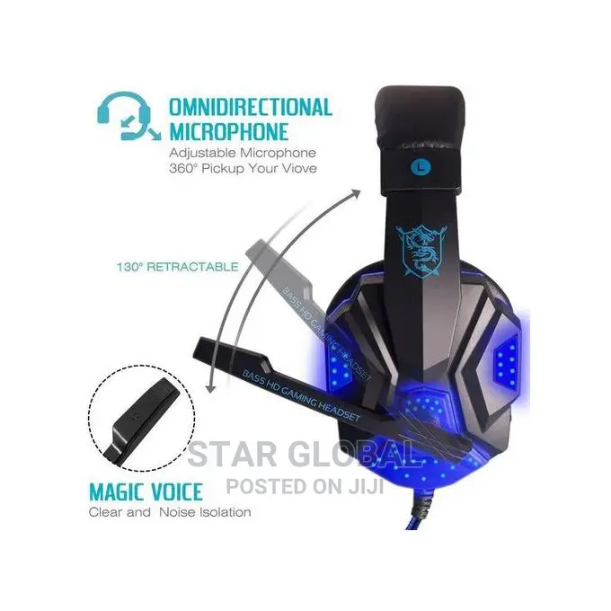 Stereo Sound Headsets With Mic LED Light for Computer PC PS4