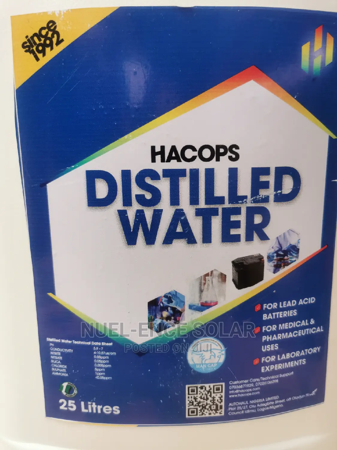 Distilled Water 25 Litters