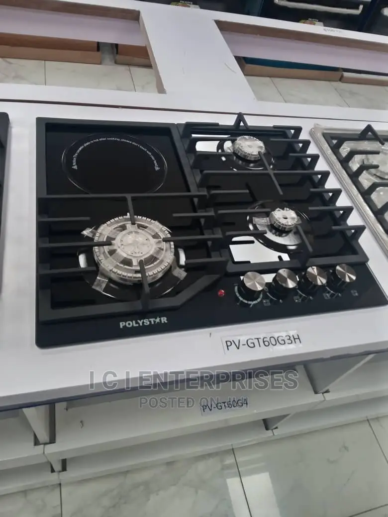 Polystar 4 Burner (3 Gas 1 Electric) Gas Hob+Ignition