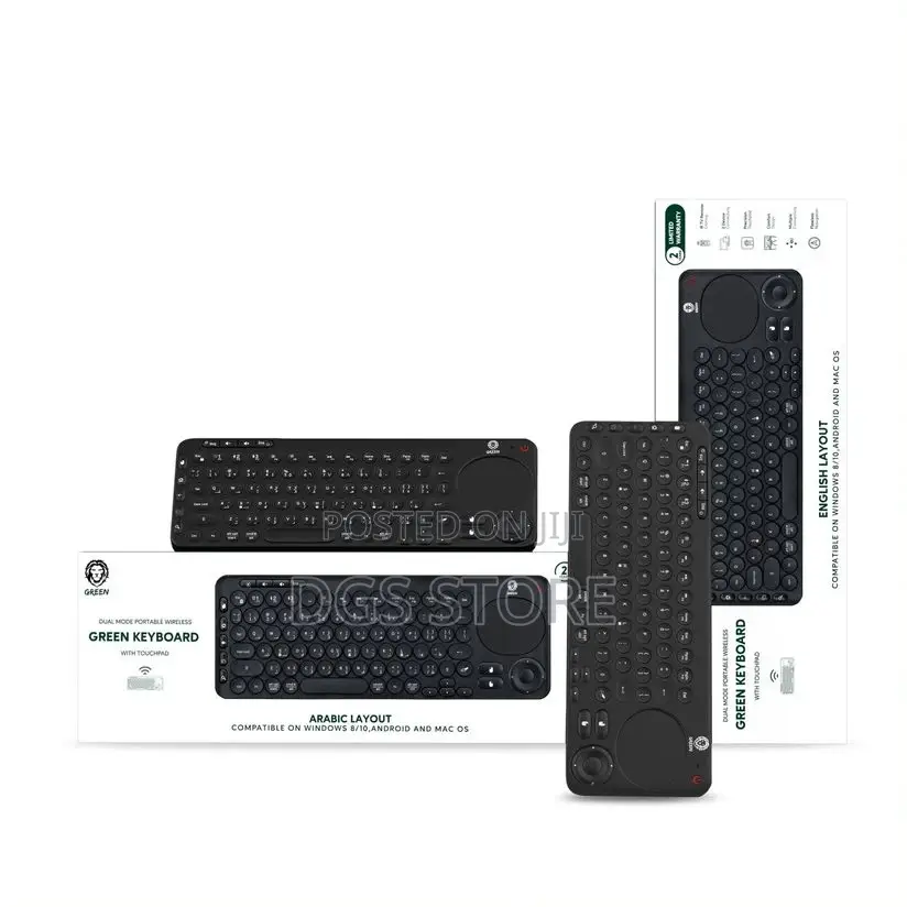 Green Dual Mode Portable Wireless Keyboard With Touchpad