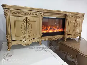 New Royal Golden Color Fireplace TV Stand