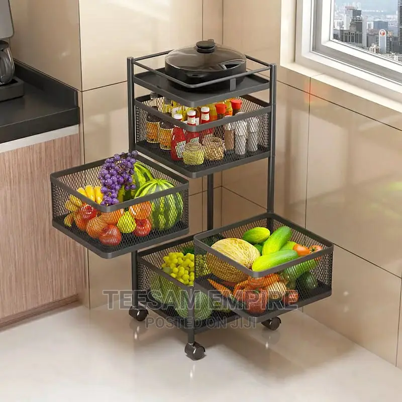 4 Layer Rotating Vegetable Rack - Square Shape