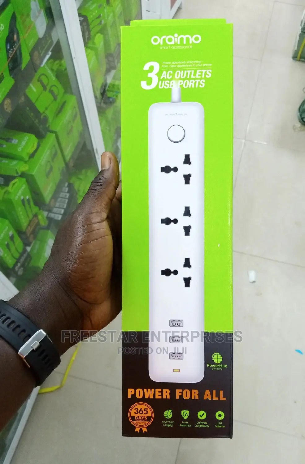 Oraimo Electric Extension. 3 AC Outlet USB Port.