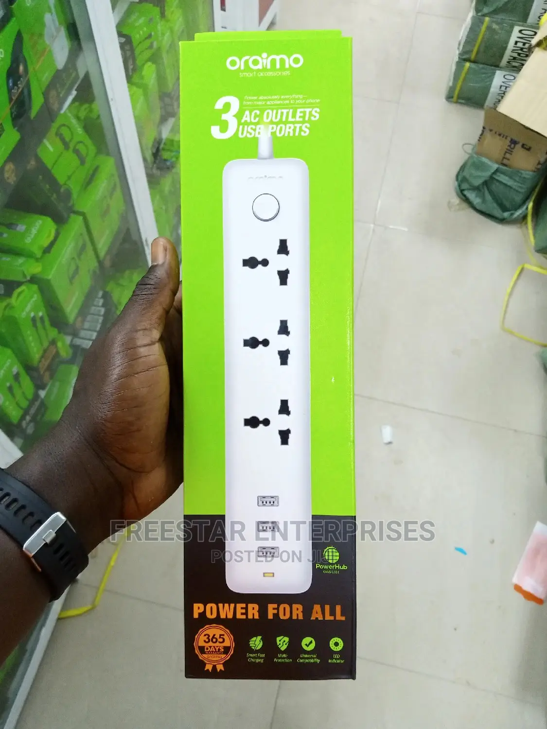 Oraimo Electric Extension. 3 AC Outlet USB Port.