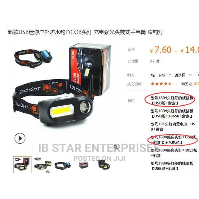 New Mini 4 Modes COB Running Fishing Headlight