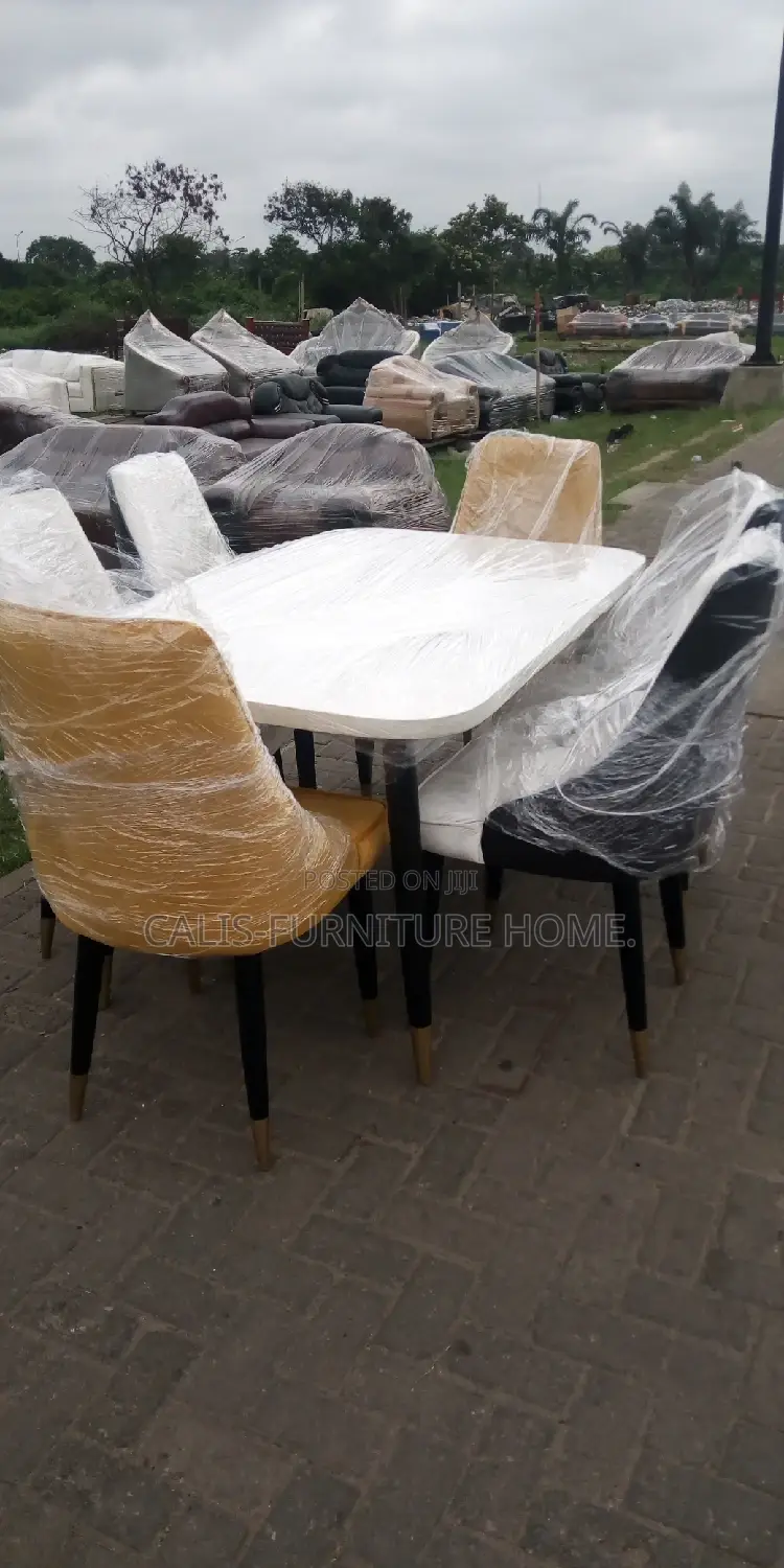 6 Seaters Dinning Table White and Yellow Color
