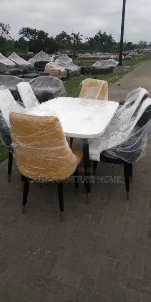 6 Seaters Dinning Table White and Yellow Color