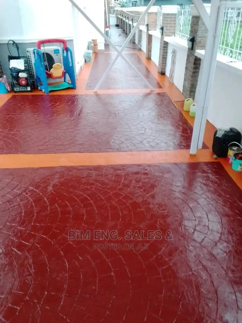 Painted Pro Printed Floor Polish on Interlocking and Stamp