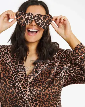 Figleaves Curve Madame Animal Satin Pyjama Eyemask Set