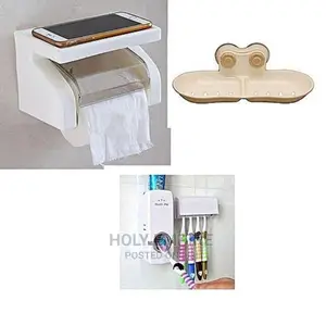 Tissue Holder,Toothpaste Dispenser Soap Dish(Toilet Bundle )