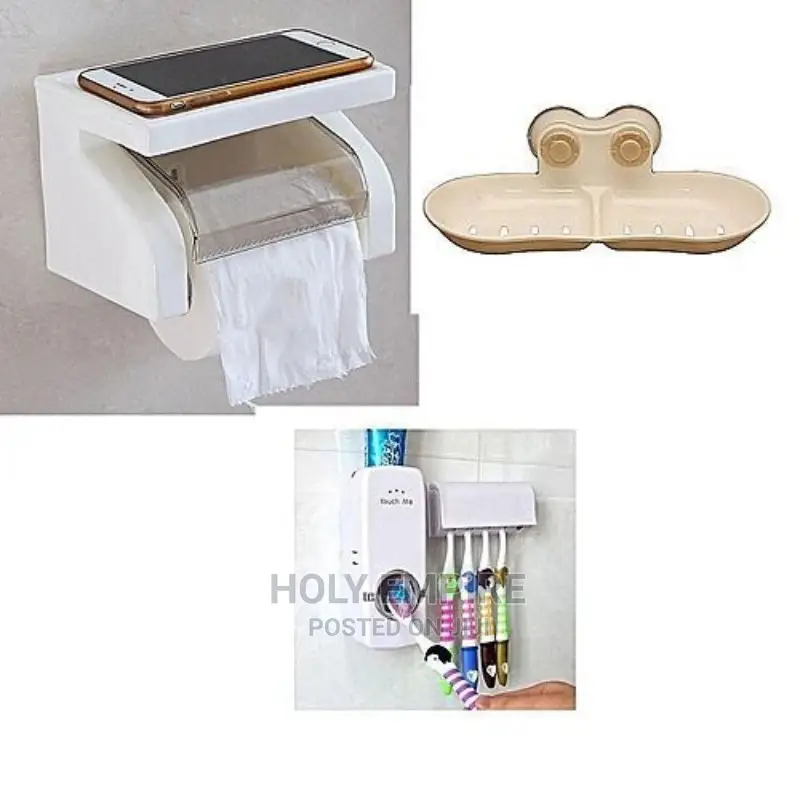 Tissue Holder,Toothpaste Dispenser Soap Dish(Toilet Bundle )