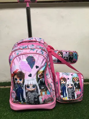 Sequin 3 in 1 Trolley Backpack Set - 16"
