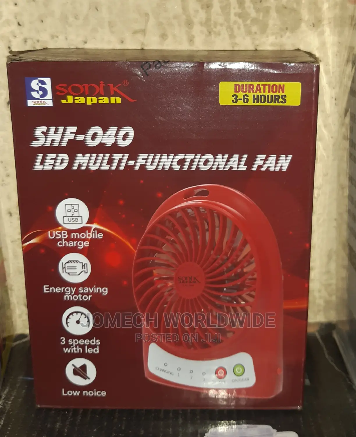 Sonik 5" Table Rechargeable Fan