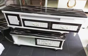Marble TV Stand Center Table Set