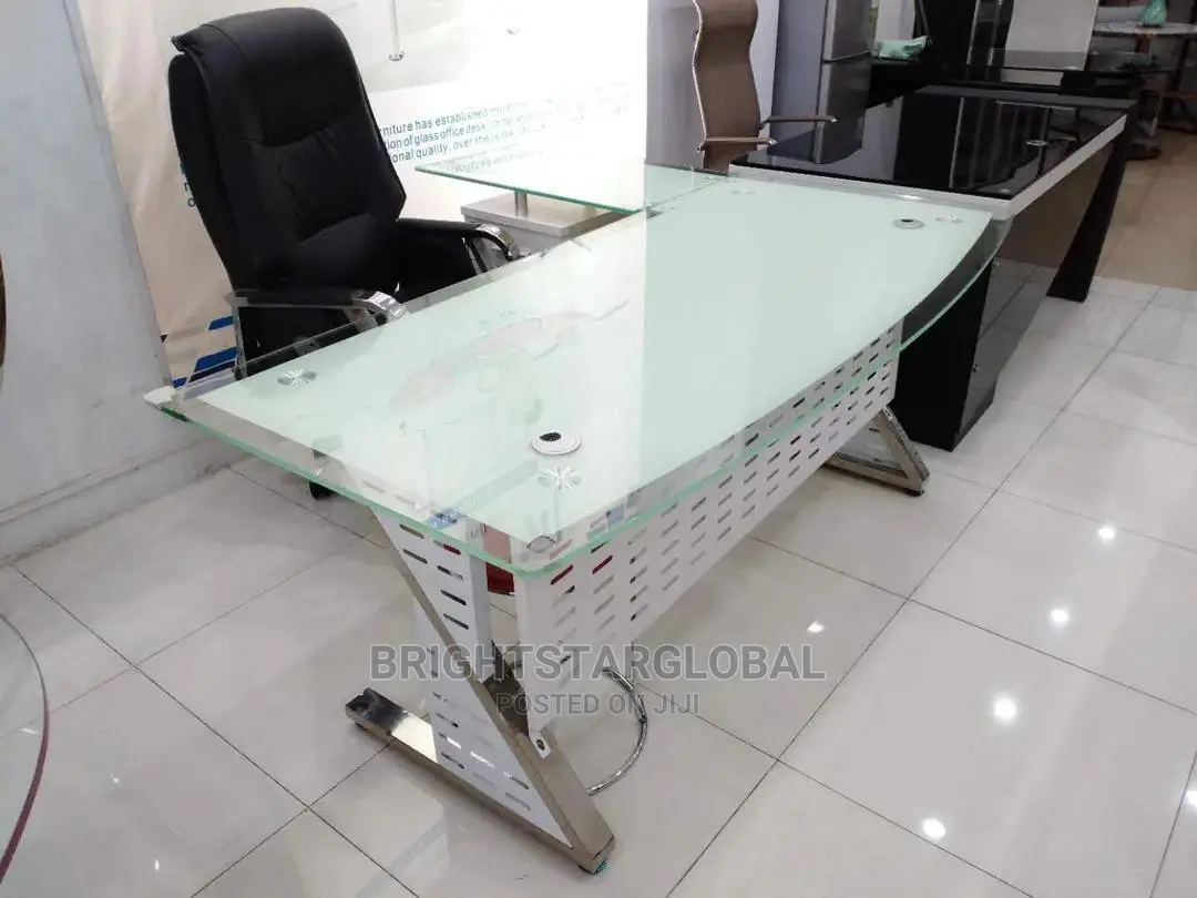 Imported Glass and Iron Leg Office Table